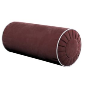 Poduszka wałek z zakładkami z lamówką Dekoria Velvet śr. 20 x 50 cm bordowy 1 szt.