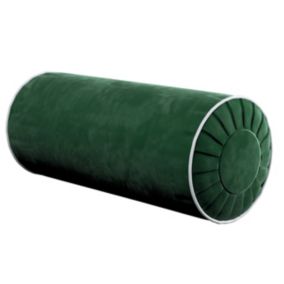 Poduszka wałek z zakładkami z lamówką Dekoria Velvet śr. 20 x 50 cm butelkowa zieleń 1 szt.