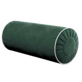 Poduszka wałek z zakładkami z lamówką Dekoria Velvet śr. 20 x 50 cm ciemny zielony 1 szt.