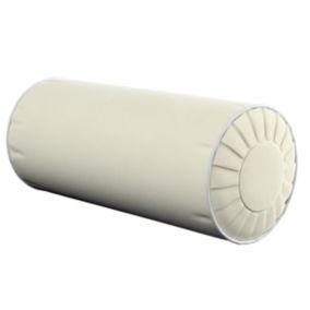 Poduszka wałek z zakładkami z lamówką Dekoria Velvet śr. 20 x 50 cm śmietankowa biel 1 szt.