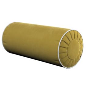 Poduszka wałek z zakładkami z lamówką Dekoria Velvet śr. 20 x 50 cm oliwkowy zielony 1 szt.
