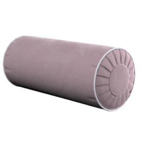 Poduszka wałek z zakładkami z lamówką Dekoria Velvet śr. 20 x 50 cm zgaszony róż 1 szt.