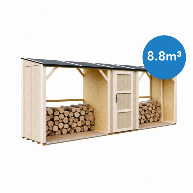 Podwójna drewutnia ze schowkiem Timbela M986 6.49 m² łącznej pojemności 8.8 m3 1 szt.
