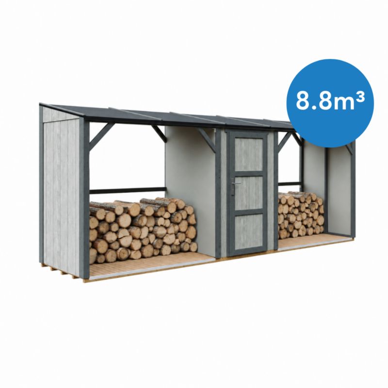 Podwójna drewutnia ze schowkiem Timbela M986-TUNDRA CAVERN 6.49 m² łącznej pojemności 8.8 m3 1 szt.