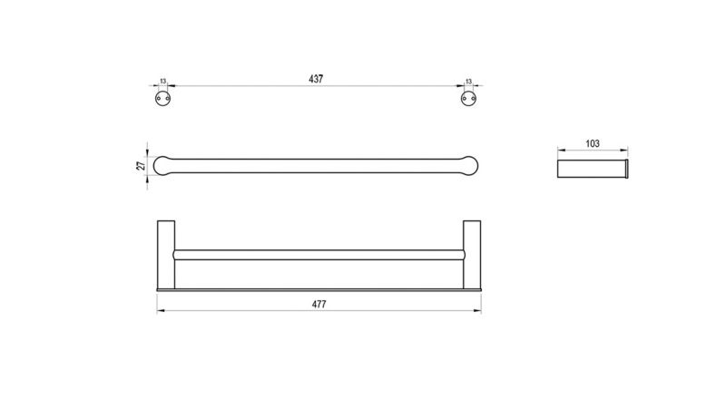 Podwójny uchwyt na ręcznik Ravak Fold FD 320.20BLM 45cm czarny mat 1 szt.