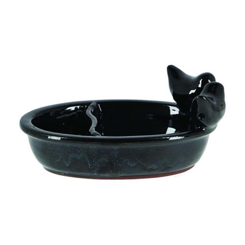 Poidło dla ptaków Esschert Design czarne ceramiczne błyszczące 8x15x20 cm 1 szt.