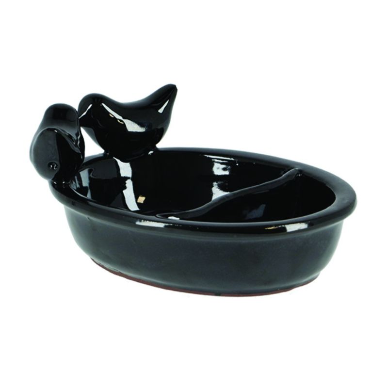 Poidło dla ptaków Esschert Design czarne ceramiczne błyszczące 8x15x20 cm 1 szt.