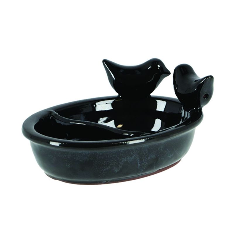 Poidło dla ptaków Esschert Design czarne ceramiczne błyszczące 8x15x20 cm 1 szt.