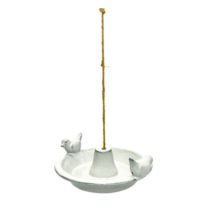 Poidełko dla ptaków do zawieszenia Esschert Design białe ceramiczne 10x30x27,6 cm 1 szt.