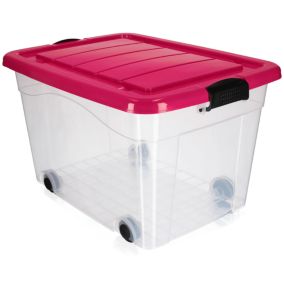Pojemnik KADAX Organizer Pudełko Zabawki Na Kółkach 60L Różowy 1 szt.