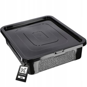 Pojemnik KADAX Plastikowy 10L Z Pokrywą Zamykany Pudełko Box Organizer Czarny 1 szt.