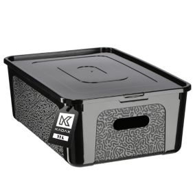 Pojemnik KADAX Plastikowy 11L Z Pokrywą Zamykany Pudełko Box Organizer Czarny 1 szt.