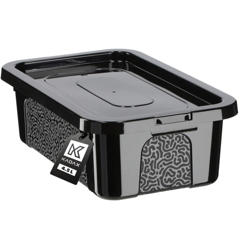 Pojemnik KADAX Plastikowy 4,5L Z Pokrywą Zamykany Pudełko Box Organizer Czarny 1 szt.