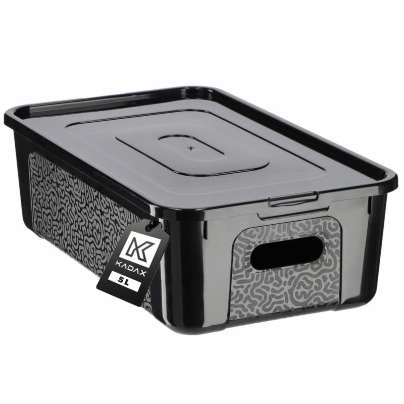 Pojemnik KADAX Plastikowy 5L Z Pokrywą Zamykany Pudełko Box Organizer Czarny 1 szt.