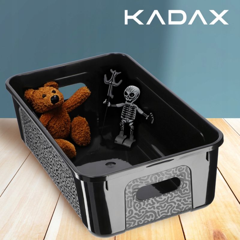 Pojemnik KADAX Plastikowy 5L Z Pokrywą Zamykany Pudełko Box Organizer Czarny 1 szt.