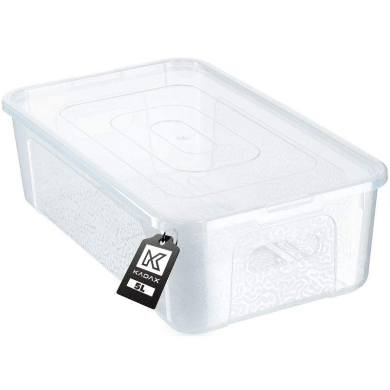 Pojemnik KADAX Plastikowy 5L Z Pokrywą Zamykany Pudełko Organizer Przezroczysty 1 szt.