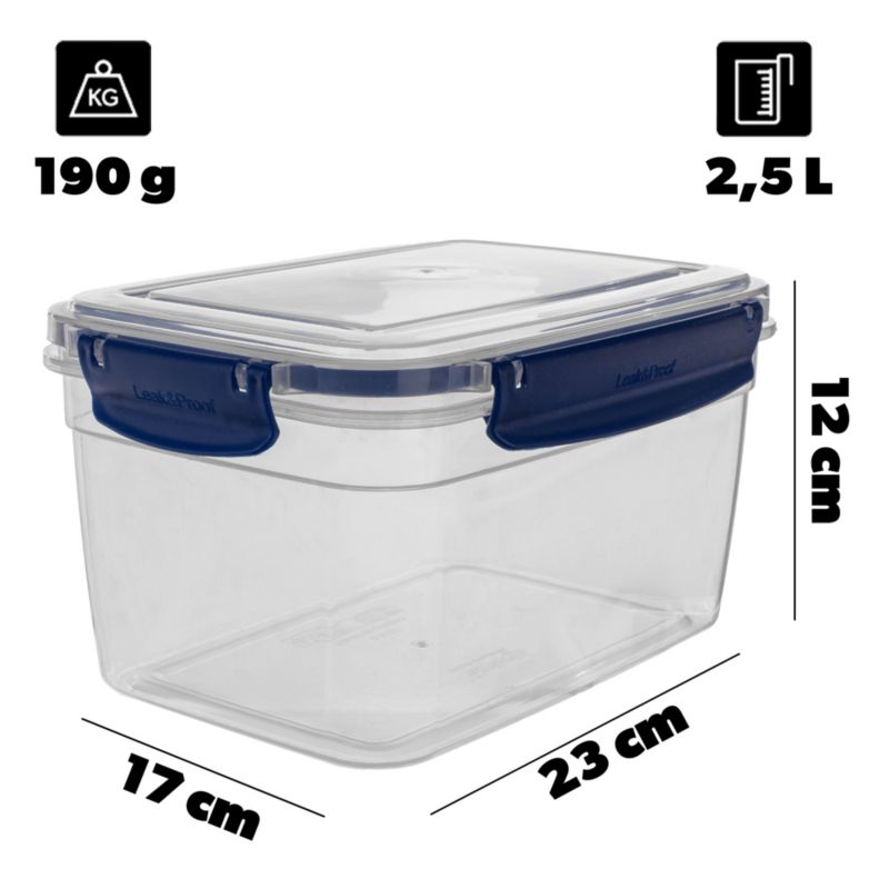 Pojemnik KADAX prostokątny Viton 2,5L turkus 1szt.