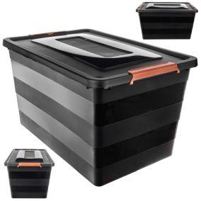 Pojemnik KADAX  Z Pokrywą Do Przechowywania 55L Organizer Plastikowy Na Zabawki Czarny 1 szt.