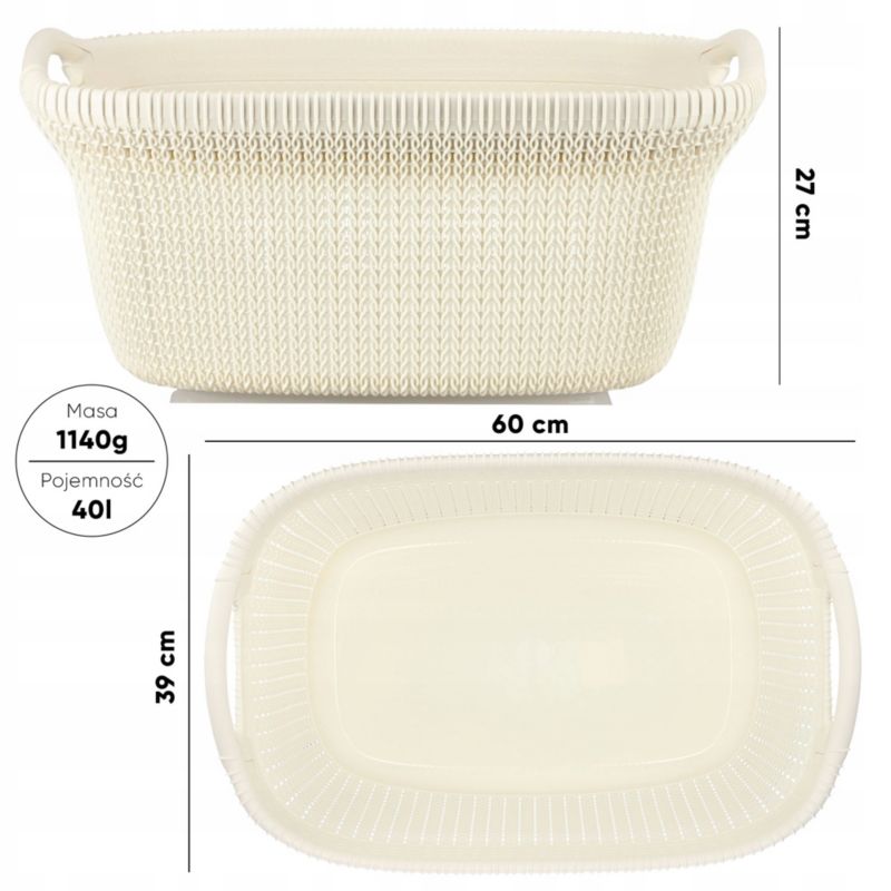 Pojemnik na bieliznę Curver Knit 40L kremowy