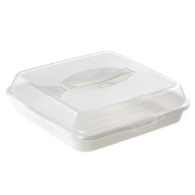 Pojemnik Na Ciasto KADAX Plastikowy Kwadratowy Wypieki Tort Pudełko Z Pokrywą 1szt.