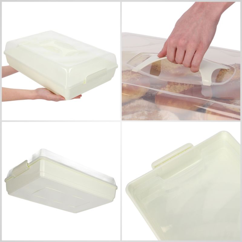 Pojemnik Na Ciasto KADAX Plastikowy Wypieki Tort Pudełko Prostokątny Duży 1szt.