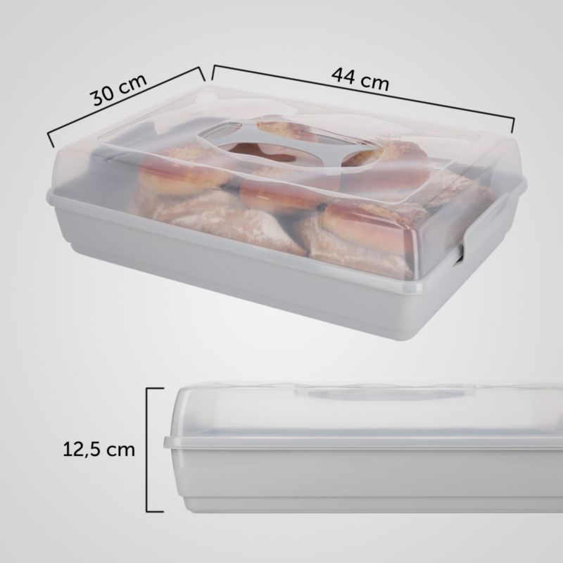 Pojemnik Na Ciasto KADAX Plastikowy Wypieki Tort Pudełko Prostokątny Duży 1szt.