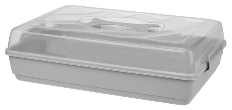 Pojemnik Na Ciasto KADAX Plastikowy Wypieki Tort Pudełko Prostokątny Duży 1szt.