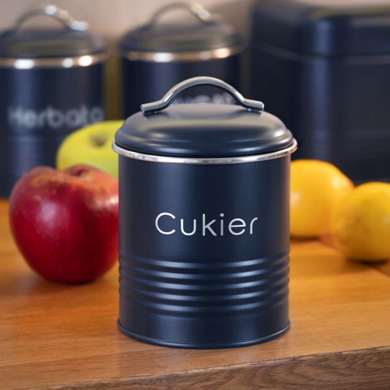 Pojemnik Na Cukier KADAX Organizer 750 ml Puszka Z Pokrywką Kuchenny Granatowy 1szt.