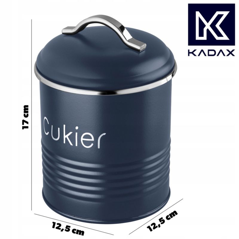 Pojemnik Na Cukier KADAX Organizer 750 ml Puszka Z Pokrywką Kuchenny Granatowy 1szt.