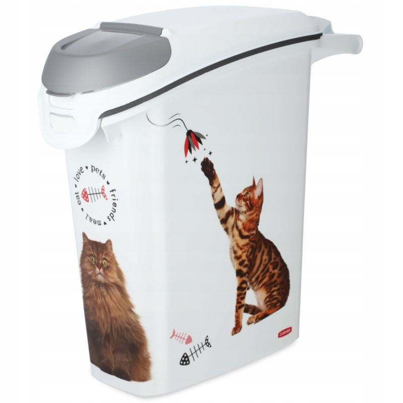 Pojemnik na karmę Curver Pet Life 49 x 51 cm, biały w kotki