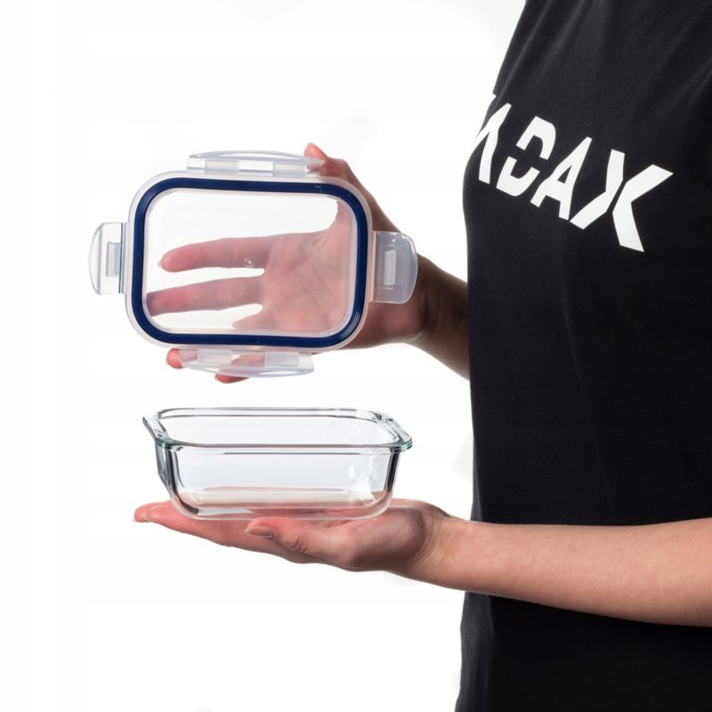 Pojemnik Na Żywność KADAX Szklany 370ml Z Pokrywką Pudełko Śniadaniówka Lunchbox 1szt.