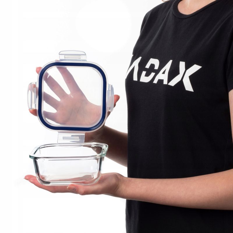 Pojemnik Na Żywność KADAX Szklany 520ml Z Pokrywką Pudełko Lunchbox Śniadaniowy 1szt.