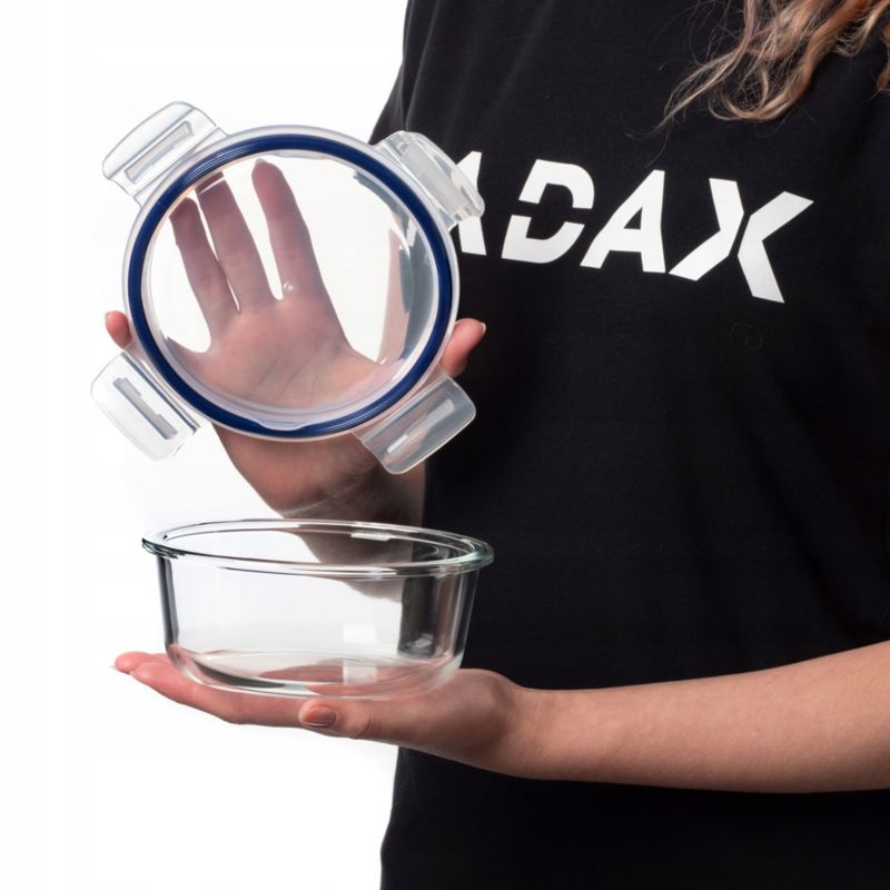 Pojemnik Na Żywność KADAX Szklany 620ml Z Pokrywką Pudełko Śniadaniówka 1szt.