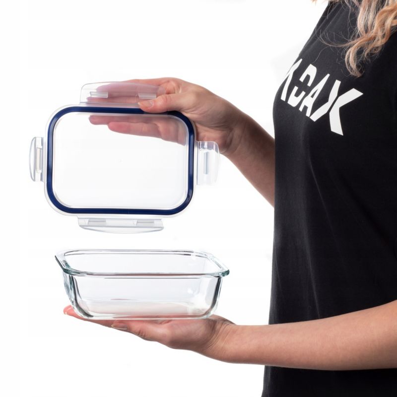 Pojemnik Na Żywność KADAX Szklany 640ml Z Pokrywką Pudełko Śniadaniówka Lunchbox 1szt.