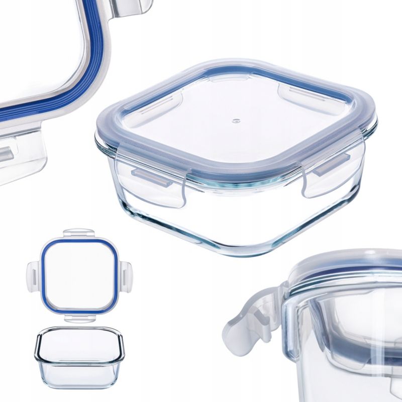 Pojemnik Na Żywność KADAX Szklany 800ml Z Pokrywką Pudełko Śniadaniówka Lunchbox 1szt.