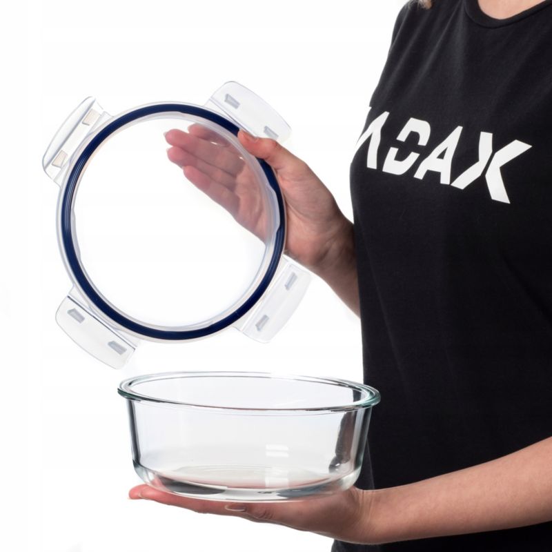 Pojemnik Na Żywność KADAX Szklany Jedzenie 1300ml Z Pokrywką Pudełko Śniadaniówka 1szt.