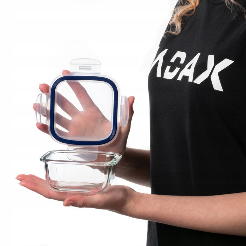 Pojemnik Na Żywność KADAX Szklany Jedzenie 320ml Z Pokrywką Pudełko Śniadaniówka 1szt.