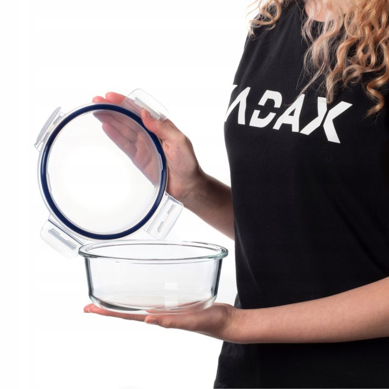 Pojemnik Na Żywność KADAX Szklany Jedzenie 950ml Z Pokrywką Pudełko Śniadaniówka 1szt.