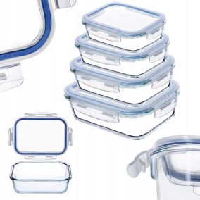 Pojemnik Na Żywność KADAX Szklany Zestaw Pojemniki Szklane Pokrywą Lunchbox 4szt