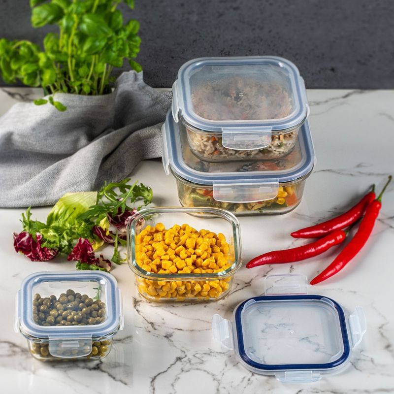 Pojemnik Na Żywność KADAX Szklany Zestaw Pojemniki Szklane Z Pokrywą Lunchbox x4 1szt