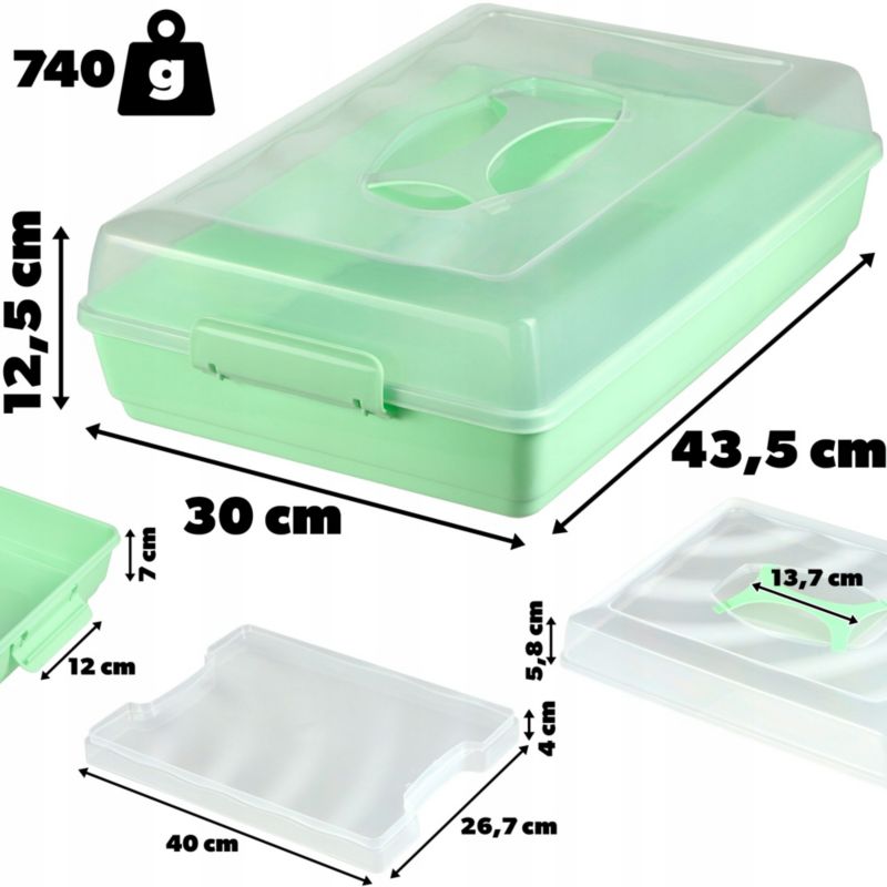 Pojemnik Plastikowy KADAX Prostokątny Na Ciasto Wypieki Tort Pudełko Duży 1szt.