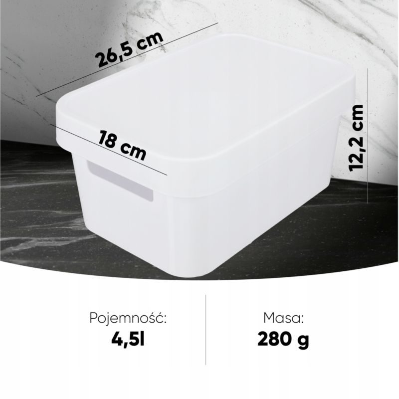 Pojemniki do przechowywania Curver Infinity 4.5+11+17L białe gładkie