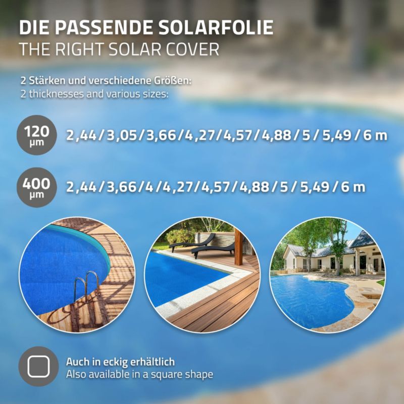 Pokrywa solarna ECD Germany do basenu okrągła 488 cm niebieska mata termiczna 400um grzewcza izolacyjna osłona podgrzewania 1 szt.