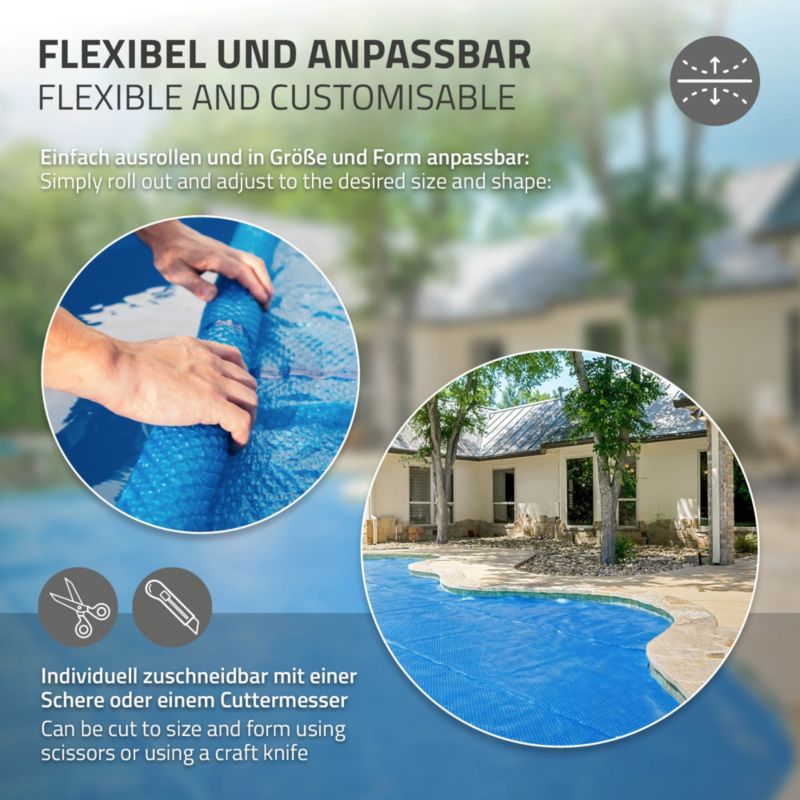 Pokrywa solarna ECD Germany do basenu okrągła 549 cm niebieska mata termiczna 400um grzewcza izolacyjna osłona podgrzewania 1 szt.