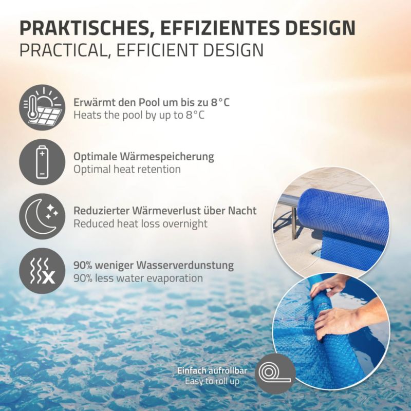 Pokrywa solarna ECD Germany do basenu prostokątny 700x400 cm niebieska mata termiczna 400um grzewcza izolacyjna osłona wody 1 szt.