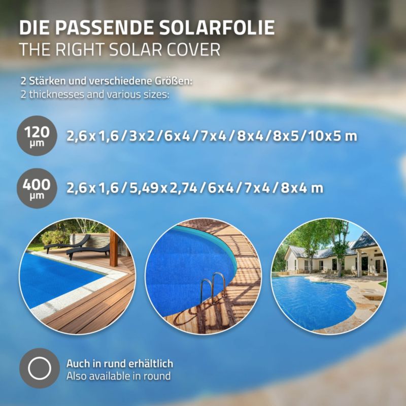 Pokrywa solarna ECD Germany do basenu prostokątny 700x400 cm niebieska mata termiczna 400um grzewcza izolacyjna osłona wody 1 szt.