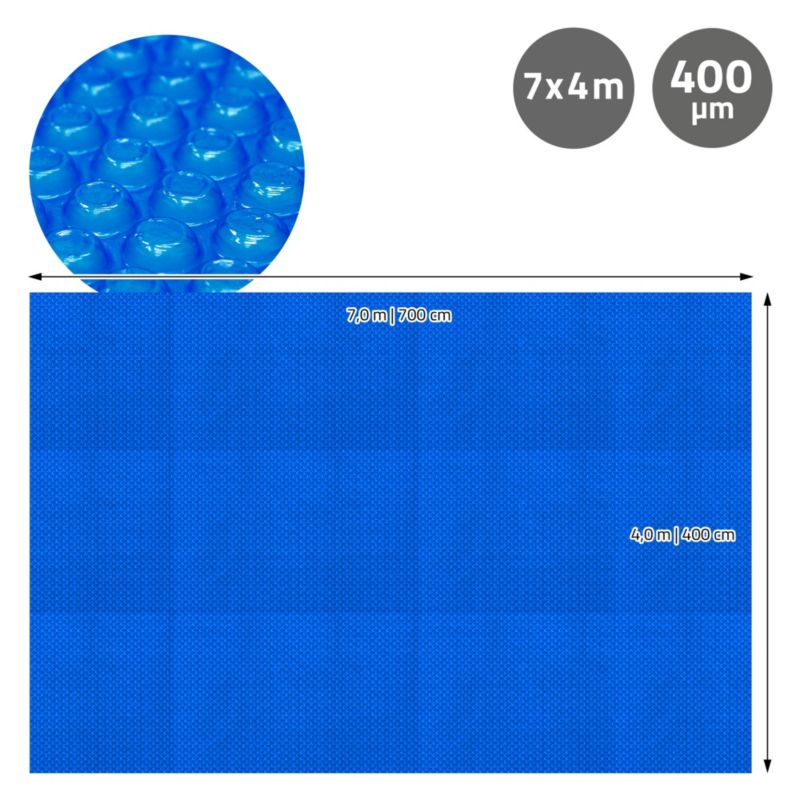 Pokrywa solarna ECD Germany do basenu prostokątny 700x400 cm niebieska mata termiczna 400um grzewcza izolacyjna osłona wody 1 szt.