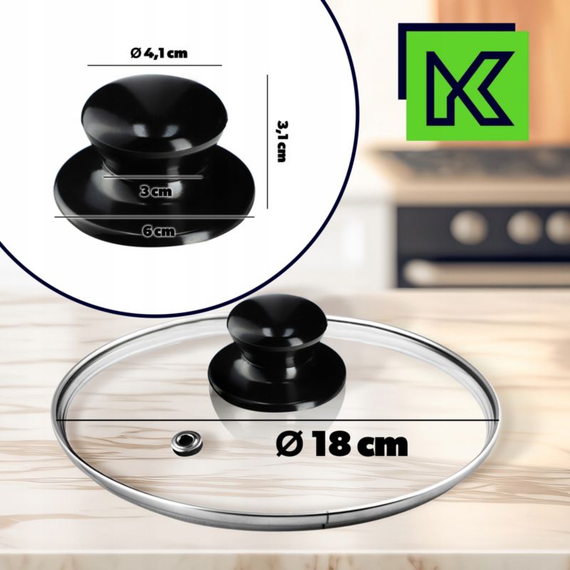 Pokrywka KADAX Szklana 18cm Pokrywa Uniwersalna 1 szt.