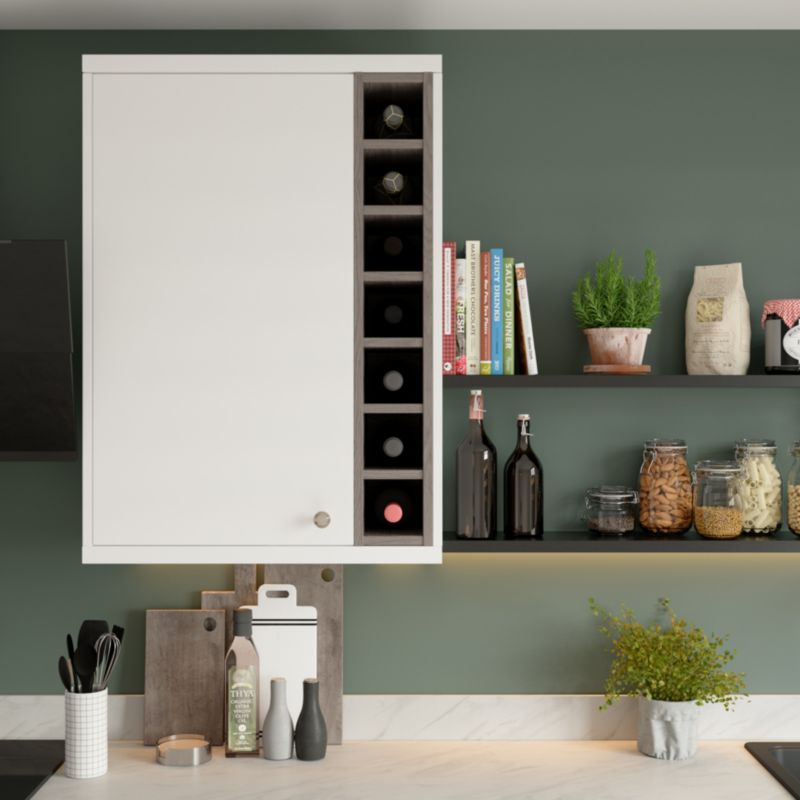 Półka na wino wysoka GoodHome Caraway 15 cm szary dąb