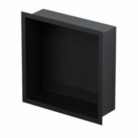 Półka wnękowa 30 x 30 x 10 cm czarna ze szklaną nakładką na dno